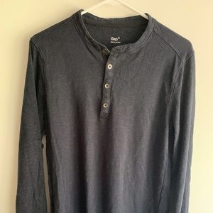 Gap Dark Blue Three Button Long Sleeve Shirt